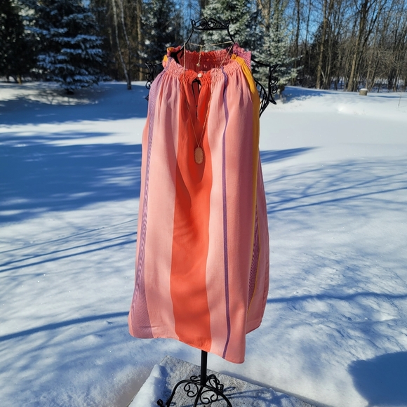 LOFT Dresses & Skirts - ANN Taylor Loft sleeveless dress size M.  Oranges, stripes.